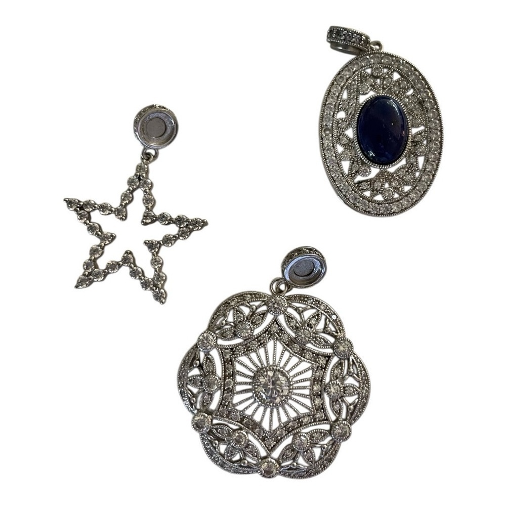 925 ESPO Joseph Esposito 3 Large Pendants with Magnetic Tops Sterling Silver